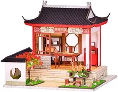 [新品※未使用] ティブDIY木製ドールハウスキットチャイニーズルームドールハウス自己組織化手作りレトロ建築LEDライト付き家の装飾