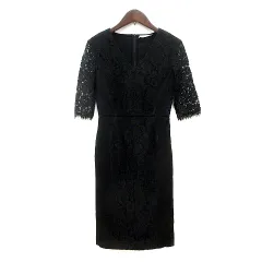 ダイアンフォンファステンバーグ DIANE von FURSTENBERG DVF STUDIO ワンピース ひざ丈 レース 五分袖 0 黒 ブラック /MNのサムネイル
