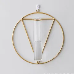 ☆ サークル ☆ 壁かけ 花瓶 pkbgf9602 花瓶 一輪挿し 壁掛け フラワーベース かびん 花器 ガラス 試験管 おしゃれ かわいい ワイヤーフレーム 壁かけ ナチュラル シンプル ゴールド リビング ダイニング 寝室 玄関 エントランス