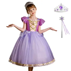 【数量限定】人気 可愛い ワンピース 子供 コスプレ 生日 姫風 お遊戯会 仮装 文化祭 ハロウィン 演奏会 女の子 パーティー イベント ドレス 演出服 プリンセス カチューシャ [MUXIU] 3点セット