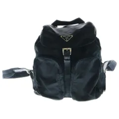 PRADA (プラダ) リュックサック ミニ バックパック トライアングルロゴプレート ブラック シルバー金具 ナイロン テスート B5885