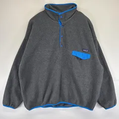 古着 パタゴニア patagonia スナップTフリースジャケット トレーナー ワンポイントロゴ シンチラ 大きいサイズ XXL  ダークグレー系 メンズ