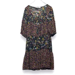 【古着】ZARA BASIC　ミニワンピース　Sサイズ　五分袖　花柄　総柄　シアー