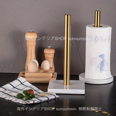 ペーパーホルダー おしゃれ キッチン ペーパー タオル ホルダ スタンド 置き型 ゴールド キッチン かわいい シンプル 大理石調 ホテルライク ラグジェリー インテリア 4-7
