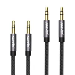 【特価セール】FONVOi 2本組 1.2M 3.5mmオーディオケーブル 24K金メッキ/ナイロン編組/ノイズシールド スピーカー・ヘッドホン・PC・スマホ対応