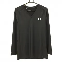 【超美品】アンダーアーマー インナーシャツ 黒 光沢感 胸元ロゴ ストレッチ メンズ XL/TG/EG ゴルフウェア UNDER ARMOUR