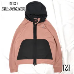 【快適なスポーツミックス✨】　NIKE AIR JORDAN　ジップアップパーカー DRI-FIT素材 トレンドデザイン　ピンク×ブラック　M