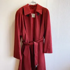 美品⭐️ アクアスキュータム Aquascutum ロングコート 毛100% ウール レーヨン デカボタン ベルトループ カジュアル ワインレッド ベロア 裏生地 起毛 大きめ オーバーサイズ イギリス製 英国 ロンドン イングランド ヴィンテージ ガウン