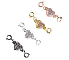 【迅速発送】【BEAUTY PLAYER】 ネックレス 留め具 マグネット留め具 磁気クラスプ エンドパーツ ジュエリー アクセサリーパーツ 延長用金具 DIY用 クラフト作り 簡単装着 4個セット (愛のハート型)