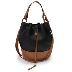 ロエベ バルーン ラージ 2way ショルダー ハンドバッグ 斜め掛け ナパカーフ レザー ブラック タン ブラウン 黒 茶 ゴールド金具 326.76AC29 LOEWE（未使用　展示品）