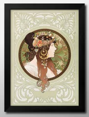 08510アルフォンス ミュシャ ビザンティン風の頭部：ブルネット A3 サイズ ポスター アート おしゃれ 絵画 インテリア 北欧 イラスト マット紙 艶消し アートパネル 額 フレーム デザイン 壁掛け ギフト 新築祝い ディスプレイ 