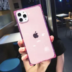 iphone ケース スクエア シンプル おもしろ ケース 耐衝撃 スマホケース 韓国 アイフォン カバー 軽量 おしゃれ ペア  （ピンク iPhone X XS XR）のサムネイル