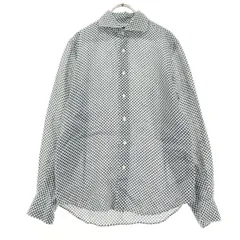 美品 ESTNATION エストネーション 日本製 花柄 長袖 シャツ S ブルー メンズ 古着