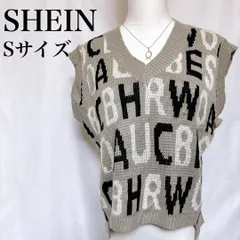 シーイン レター柄 ノースリーブニットベスト アクリルセーター アルファベット used in Japan