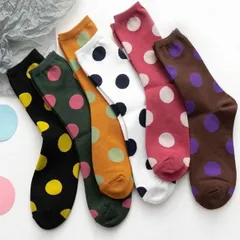 【6足セット】カラフルのドット柄の可愛い靴下です✨ ソックス 靴下 レディース  ミドル丈 カラフル おしゃれ 可愛い ギフトにも◎靴下 レディース ソックス 韓国ファッション 可愛い コーデにも◎靴下 レディース ソックス 韓国ファッション 可愛い コーデ