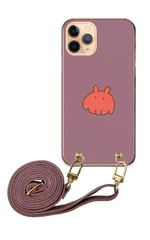 Galaxy S21 5G SC-51B SCG09 ギャラクシーS21 スマホケース スマホショルダー メンダコ ワンポイント レッド かわいい レザーベルト ストラップ 調節可能 130cm  カラー05