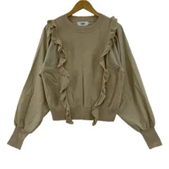 AZUL BY MOUSSY アズールバイマウジー   ボリュームスリーブ フリル 異素材切替ニット sizeM/ベージュ