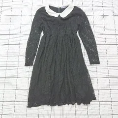 ◇ ⊂ PUNYUS プニュズ ガーリー系 長袖 膝下 花柄刺繡レースワンピース サイズ3 ブラック系 レディース E  【1508260032650】のサムネイル