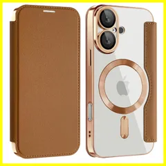 【大人気】スマホケース レザー 軽量 PU革 カード入れ ワイヤレス充電対応 薄型 手帳 マグセーフ ケース 防塵 ケース 16 16 耐衝撃 アイフォン 財布型 クリア 全面保護 透明 背面 6.1インチ スマホカバー（ブラウン） magsafe対応 手帳型