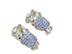 スワロフスキー　SWAROVSKI　スクエア×パヴェ　クリスタル　イヤリング　ライトブルー×シルバーカラー　送料無料