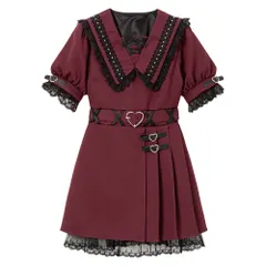 夢展望公式 [新品未使用] ハートベルト角襟ワンピース [ボルドー] 他カラー別ページ有 dearmylove ワンピース ブラウス・シャツワンピース（半袖） 534355-03