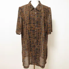 #anc レリアン Leilian アンサンブル ツーピース 11 茶 黒 総柄 半袖 薄手 レディース [922931]