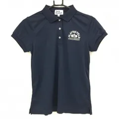 【超美品】ジャックバニー 半袖ポロシャツ ネイビー×白 胸元ロゴプリント レディース 1(M) ゴルフウェア Jack Bunny