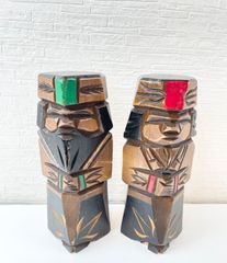 木彫り 置物 アイヌ民族 男性 ニポポ人形 民芸品　二体セット