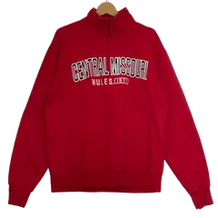 Champion/チャンピオン プルオーバー CENTRAL カレッジ刺繍 MISSOURI アスレチックスポーツ ハーフジップ スウェット トレーナー オーバーサイズ ビッグシルエット HONDURAS製 メンズ XL レッド