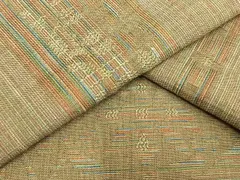 平和屋着物▽上質な紬　単衣　横段文　正絹　逸品　AAAV2781fy
