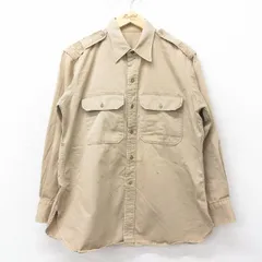 XL/古着 長袖 ビンテージ ミリタリー シャツ メンズ 60s マチ付き コットン ベージュ カーキ 24oct05 中古 トップス