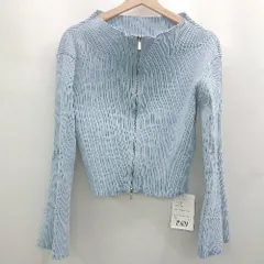 ◇ ◎ ●未使用● ⊆ mily bilet ミウィビレット ダブルジップアップ 長袖 ニット ブルゾン サイズXL ブルー レディース E  【1503040001598】