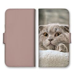 Libero 5G III 케이스 수첩형 리베로 5G3 스마트 폰 케이스 휴대 케이스 고양이 고양이 흰색 고양이 스코티쉬 폴드 맨티칸 사진 귀여운 세련된 세련된 くすみ ​​베이지 컬러 04