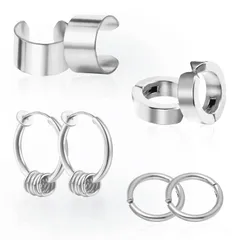 【在庫処分】イヤーカフ イヤリング メンズ フェイクピアス ノンホールピアス レディース 人気 earrings for men and women 両耳用 サージカルステンレス316L 金属アレルギー対応 シルバー ブラック ゴールド