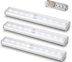 人感センサーライト 電池式 屋内 10LED 明るい 自動点灯 消灯 省エネ マグネット貼り付け式 配線不要 補助灯 3個入り (昼白色)のサムネイル