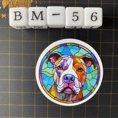 방수 스티커 핏불 개 스테인드 글라스 풍 BM-56