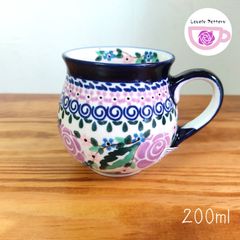 中マグカップ　200ml (満水時250ml) 紫のバラ　ポーランド食器　ミレナ