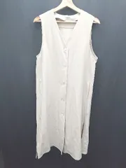 ◇ Θ studio CLIP スタディオクリップ Vネック ロング ワンピース サイズF ベージュ レディース E  【1501160025562】