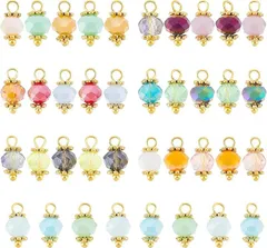 PH PandaHall 140個セット ガラスビーズ チャーム コネクタパーツ 7色 カラフル 切り面 カットビーズ ピアス イヤリングパーツ ジュエリー作り ネックレス ブレスレット アクセサリーパーツ 手芸 DIY用品( カラフル)