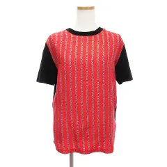 カルヴェン CARVEN Tシャツ カットソー 半袖 シルク 切替 チェーン柄 総柄 赤 黒 レッド ブラック S ■RFのサムネイル