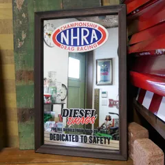 NHRA ウッド パブミラー DRAG RACE インテリア ウォールミラー 鏡 ナショナル・ホット・ロッド・アソシエーション WOOD PUBMIRROR
