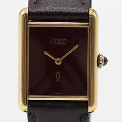 デッドストック級 永保付 稼働 良品 カルティエ マストタンクLM 手巻 ボルドー文字盤 925 レディース腕時計 0523710 5NBT KMR ABC 16273