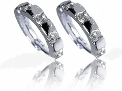 Amelia Miifa ピアス レディース 14金 メンズ 人気 ステンレス アレルギー対応 高級ジルコニア プレゼント(フープピアス・シルバー)