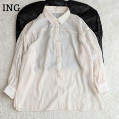 【ほぼ未使用】INGNI イング ラメシアーボリュームスリーブ 長袖 シャツ ゆったり シースルー ボリューム袖 春夏 レディース トップス M アイボリー