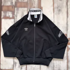 ヴィンテージ　adidas アディダス トラックジャケット ロゴデザイン デサント社　ブラック　XL