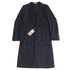 未使用品◆2019年 コムデギャルソン オムプリュス PD-J017 ウール100％ ストライプ柄 ロングチェスターコート ネイビー XS メンズ 正規品
