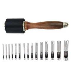 Saki＆Masa レザークラフト 穴あけポンチ 3-25mm 15点 ハンマー付きセット カービング ハンドメイド 道具 