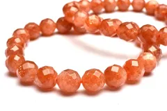 インド産 マイカサンストーン　7mm　64面カット ブレスレット  1個売り パワーストーン 天然石 _BG5999-7