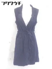 ◇ ◎ w closet ダブルクローゼット ベルト付 コーデュロイ ノースリーブ ロング コート ジレ サイズF ネイビー レディース 【中古】 【1103170006502】のサムネイル