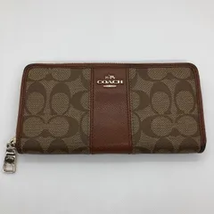 COACH コーチ 長財布 ラウンドファスナー ロゴ シグネチャー キャンバス×レザー ゴールド金具 レディース